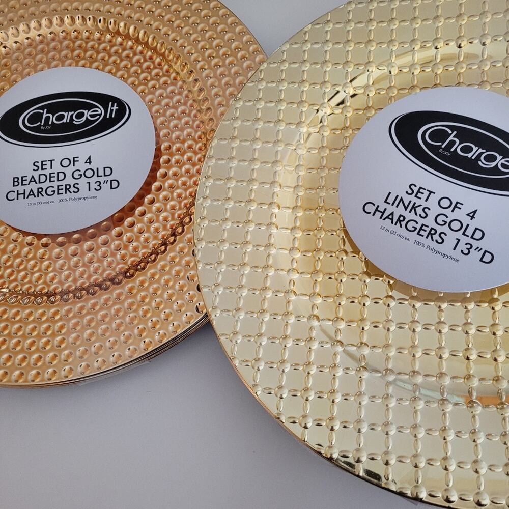 NWT 4 piece Beaded Gold Plates 13" - Picture 6 of 6
